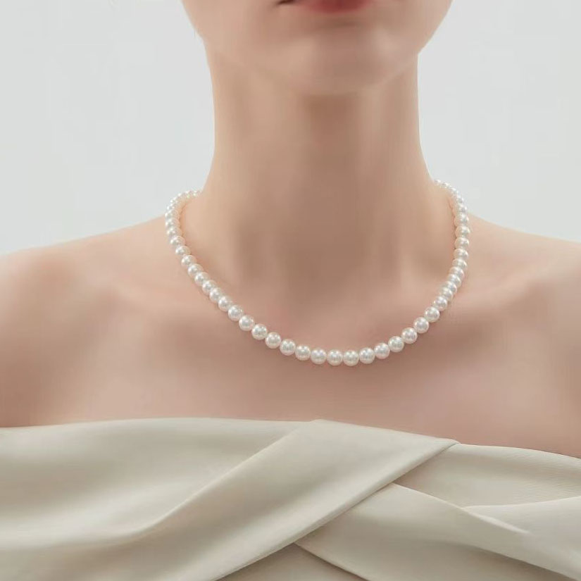 【近圆强光】淡水无核珍珠5-项链轻奢气质元宝扣时尚气质百搭