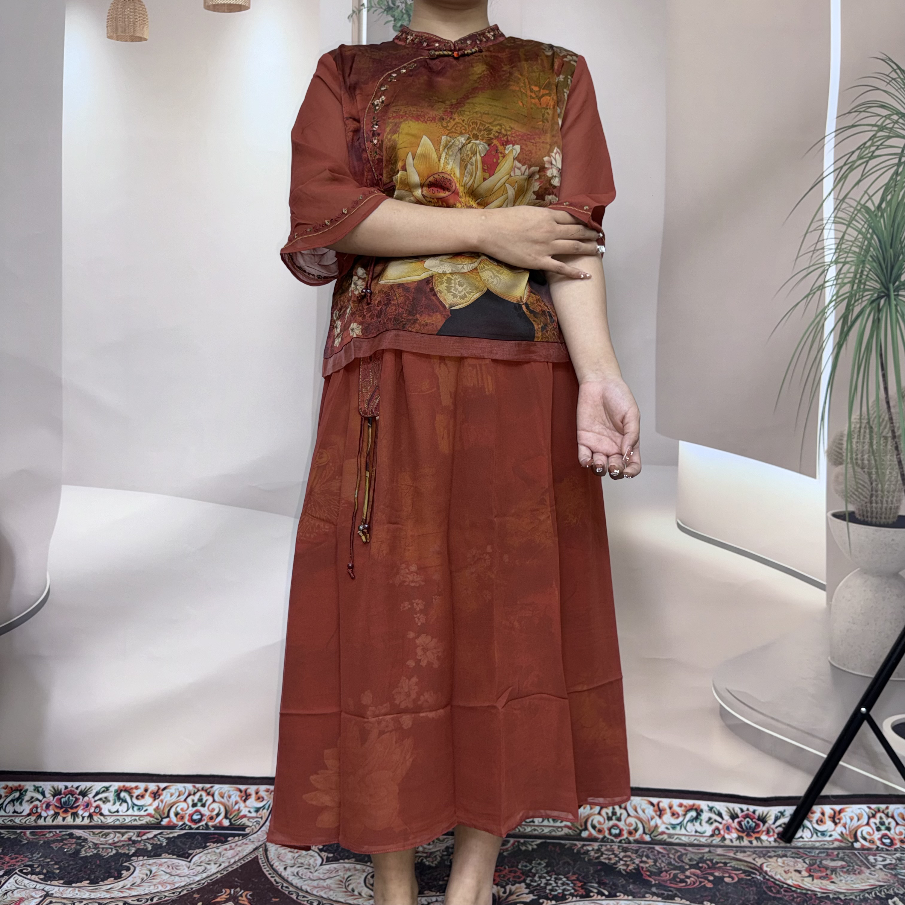 【惠姐专属】设计师国风T恤超薄时尚休闲复古短袖