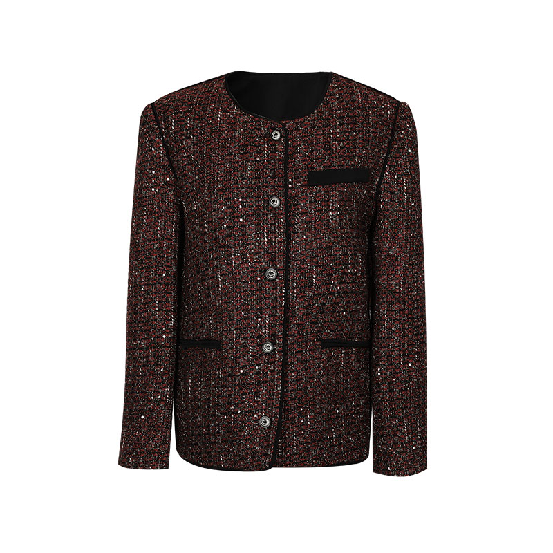 小香风春秋长袖短款中老年时尚休闲外套0205