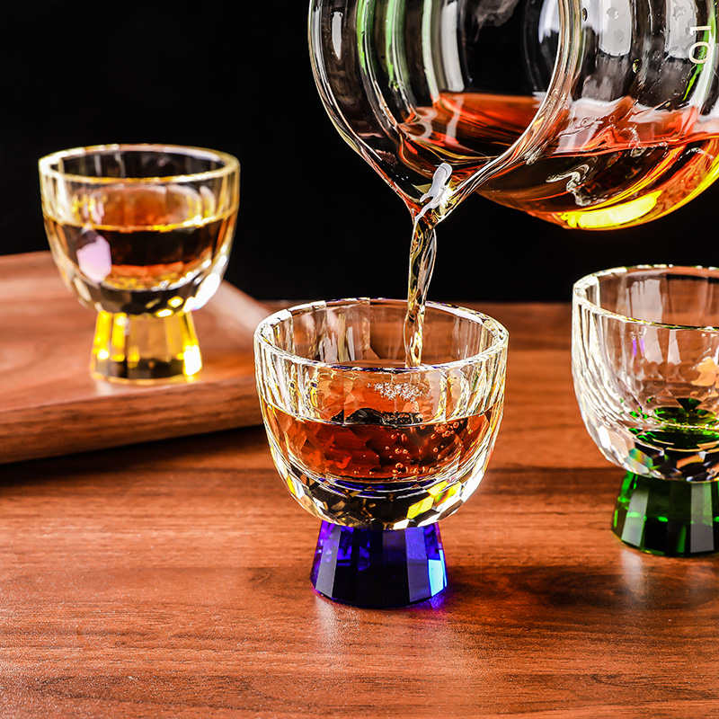 【聚宝六子】沏时光K9炫彩水晶杯礼盒手工套高端礼物主人杯白酒杯