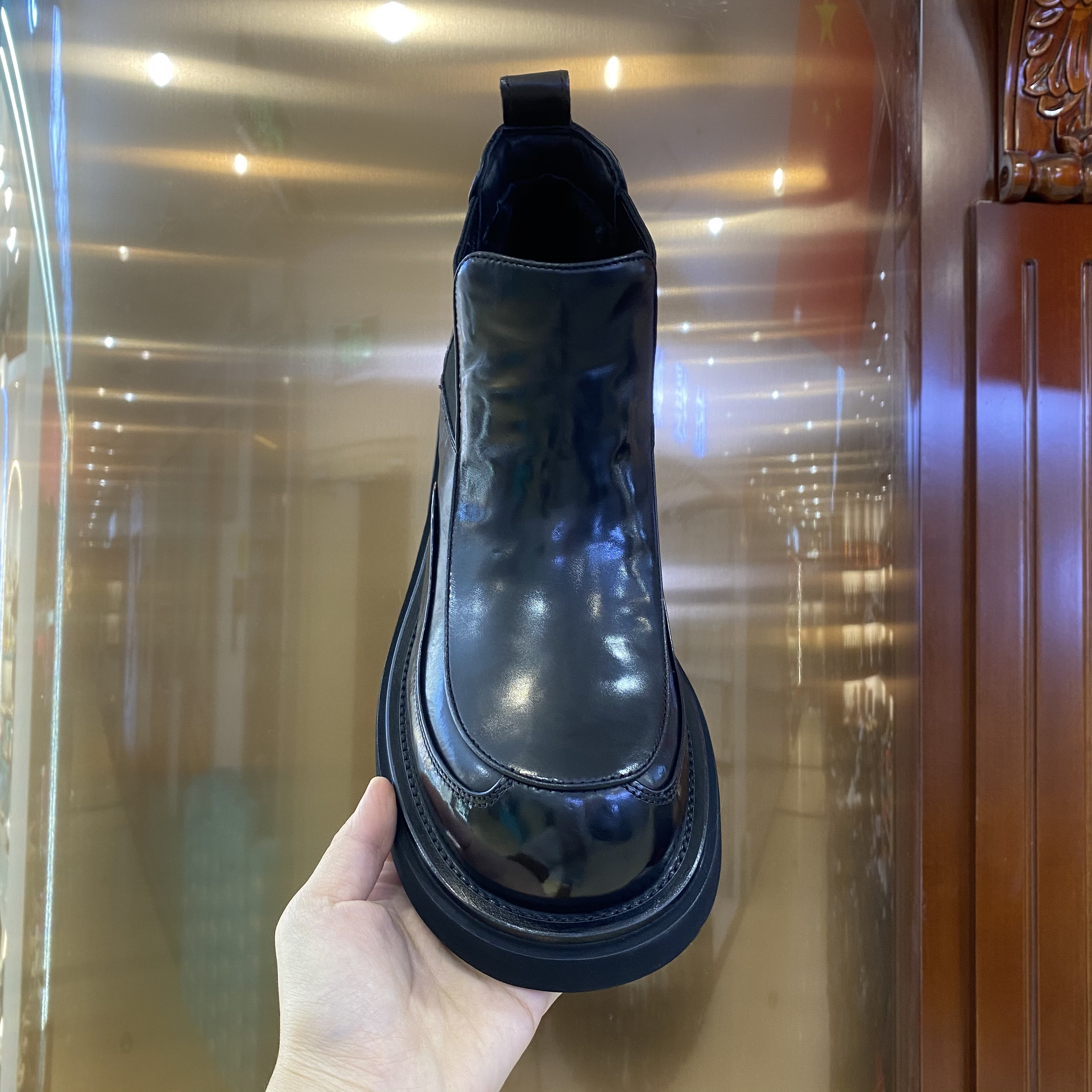 833-6冬季新款 男款高帮切尔西烟筒靴时尚休闲百搭英伦风加绒款