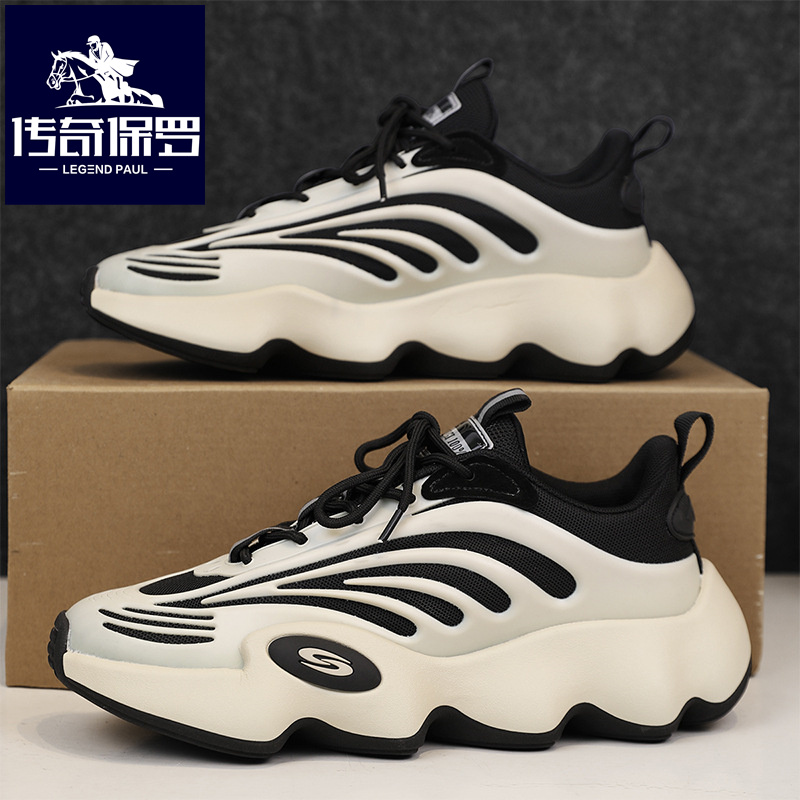 男鞋厚底秋季透气2023新款软底时尚百搭运动跑步休闲潮鞋