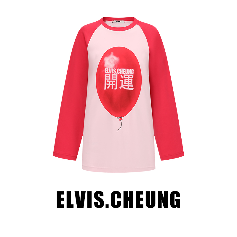 ELVIS.CHEUNG 23秋冬球开运长绒棉拼色插肩休闲长袖【自播专享】