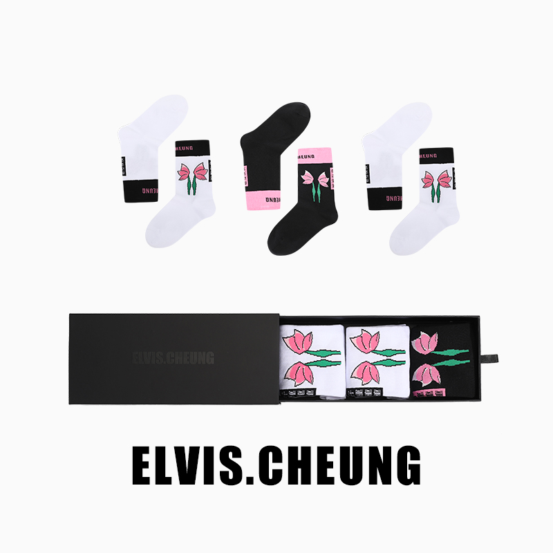 ELVIS.CHEUNG 23秋冬运动滑板好运莲莲埃及棉中筒袜套装*达人百搭