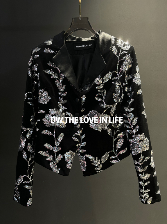 24AW//DW高定重工钉珠NEW中式刺绣亮片工艺超正收腰版型西装