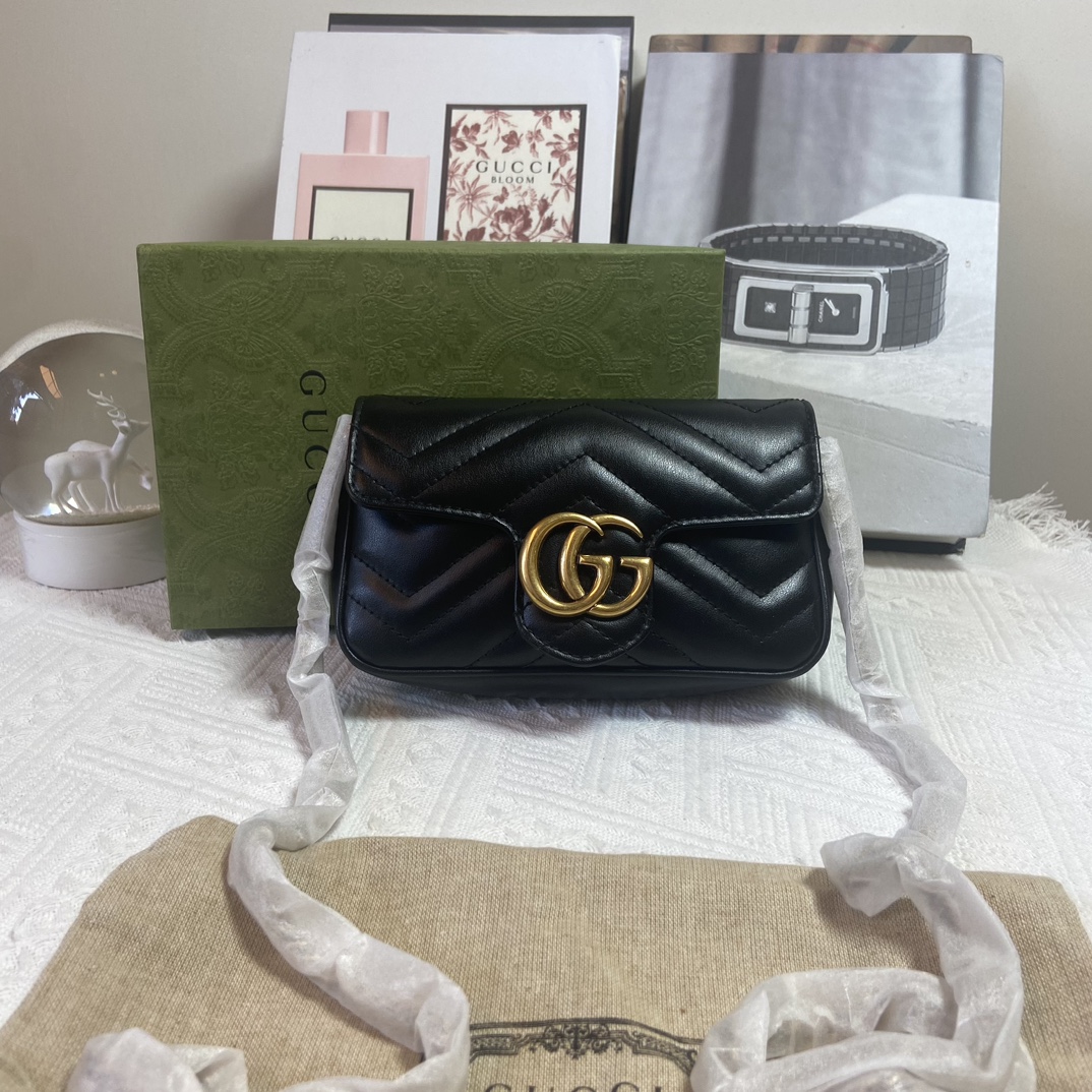 未使用 GUCCI/古驰 黑金马蒙mini   