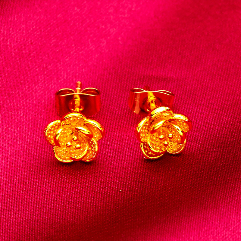 钛钢耳饰 桃花朵朵耳钉精美女款