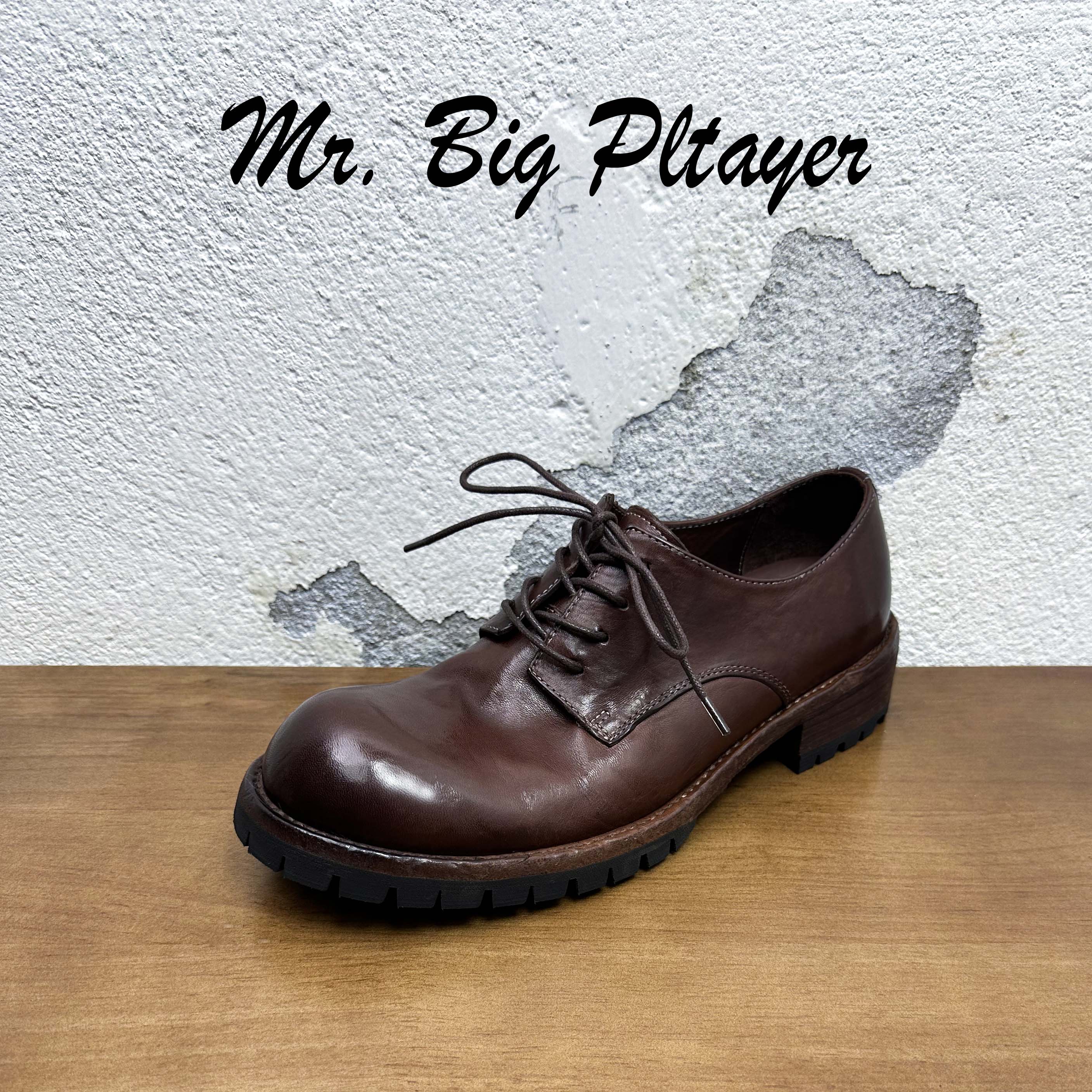 【水洗马皮圆头】男鞋系带厚底复古真皮大底固特异工艺百搭舒适时尚