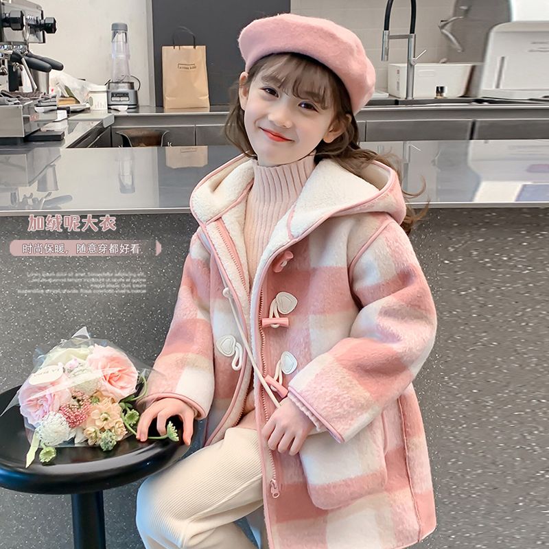 品牌断码女童加绒外套2023新款冬款童装女孩冬季加厚衣服儿童冬装