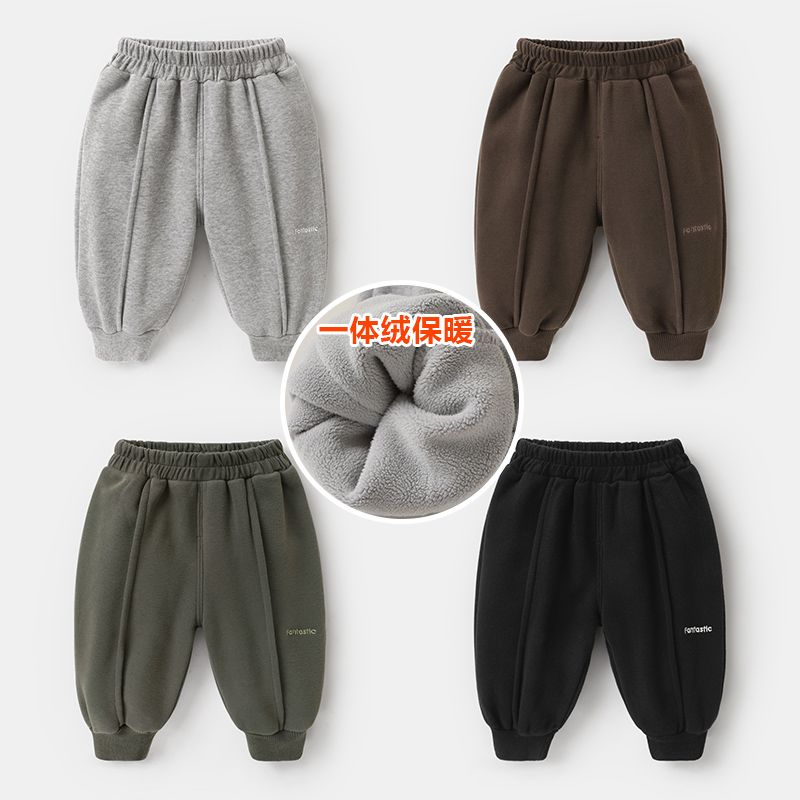 品牌断码咔咔熊猫婴儿米呢摇粒绒加绒长裤子冬装秋冬儿童男童女童