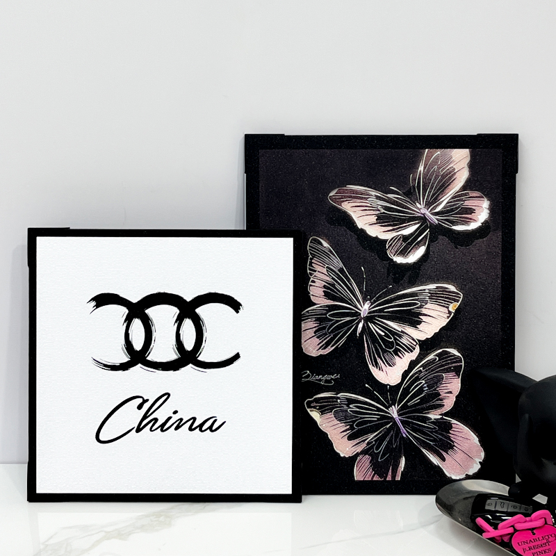 无框画带护角支架磨砂款蝴蝶画三C客厅卧室电视柜摆件画ins风