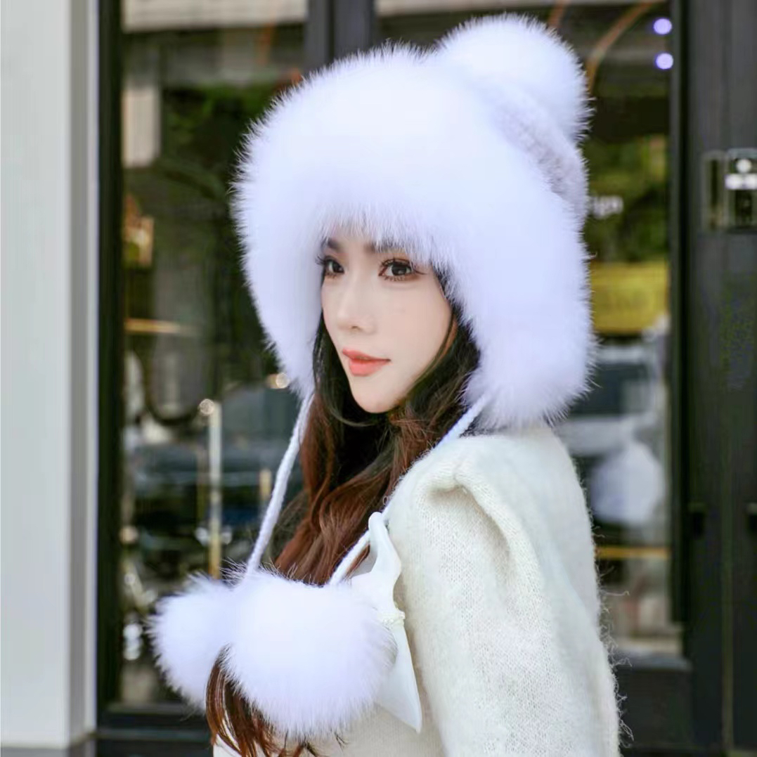 貂毛帽子女冬韩版貂皮保暖狐狸毛雷锋帽水貂皮草秋冬护耳帽