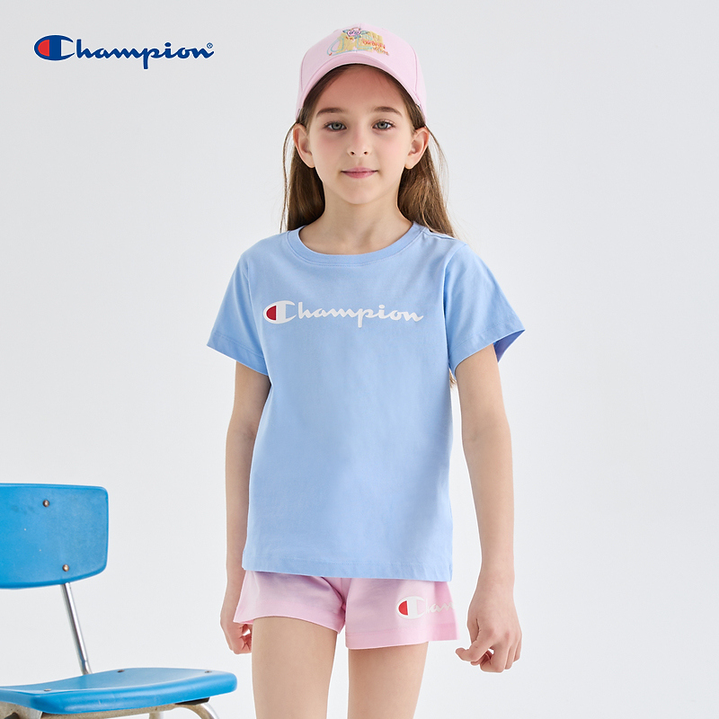 Champion冠军童装【薄荷曼波】24新品女童男童短袖T恤EG-ZSS27