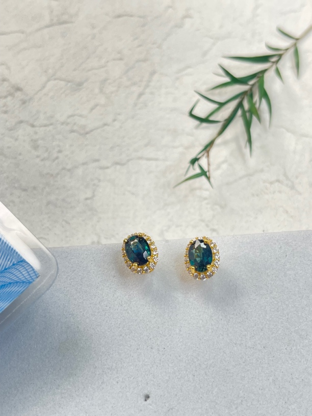 全新未使用  s925蓝宝石耳钉bp1164