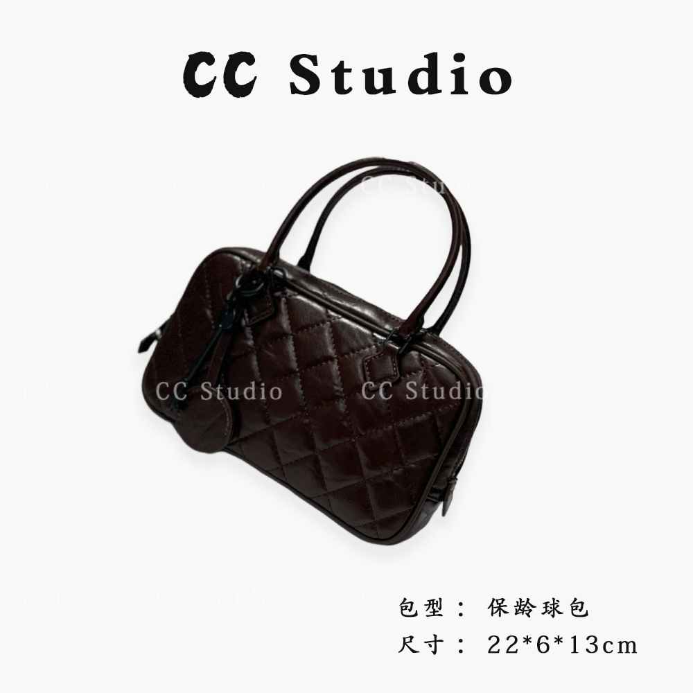 【尚恩CC】ZT-D7069-手抓牛皮咖-轻奢百搭女士新款手提保龄球包