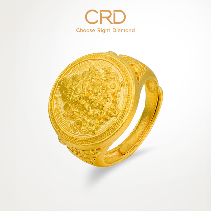 黄金戒指黄财神古法足金999男戒活口可调节指环送男友