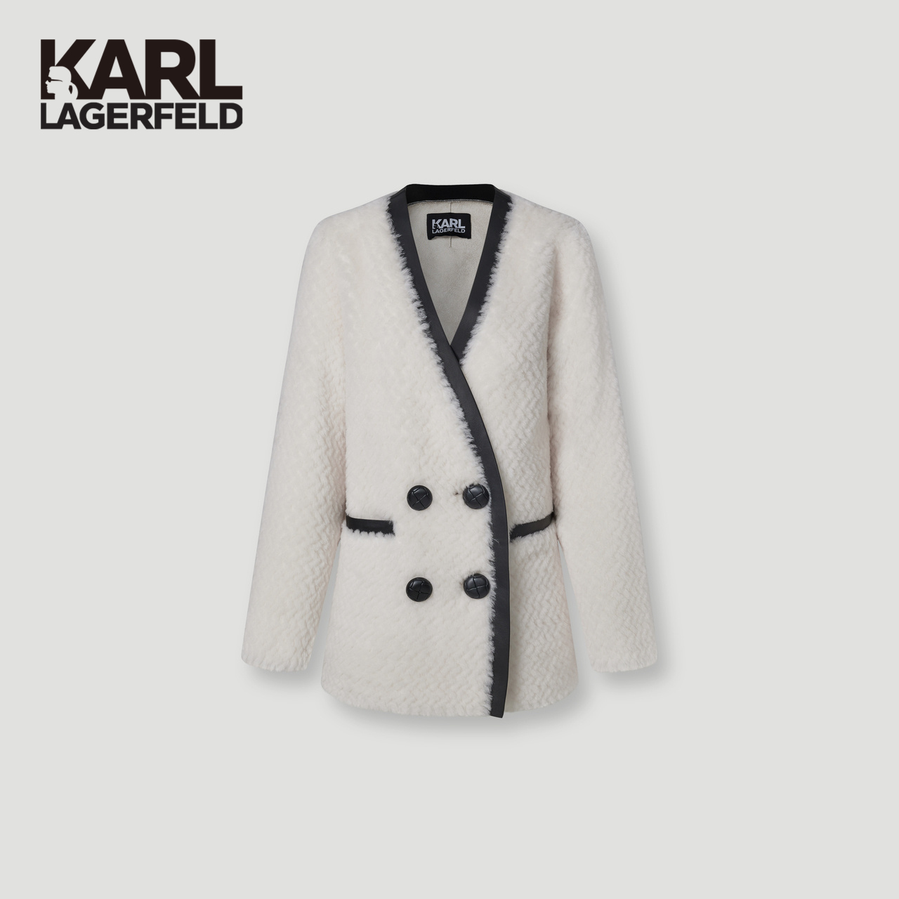 KARL LAGERFELD卡尔拉格斐新款双排纽扣羊毛外套老佛爷M27E1554