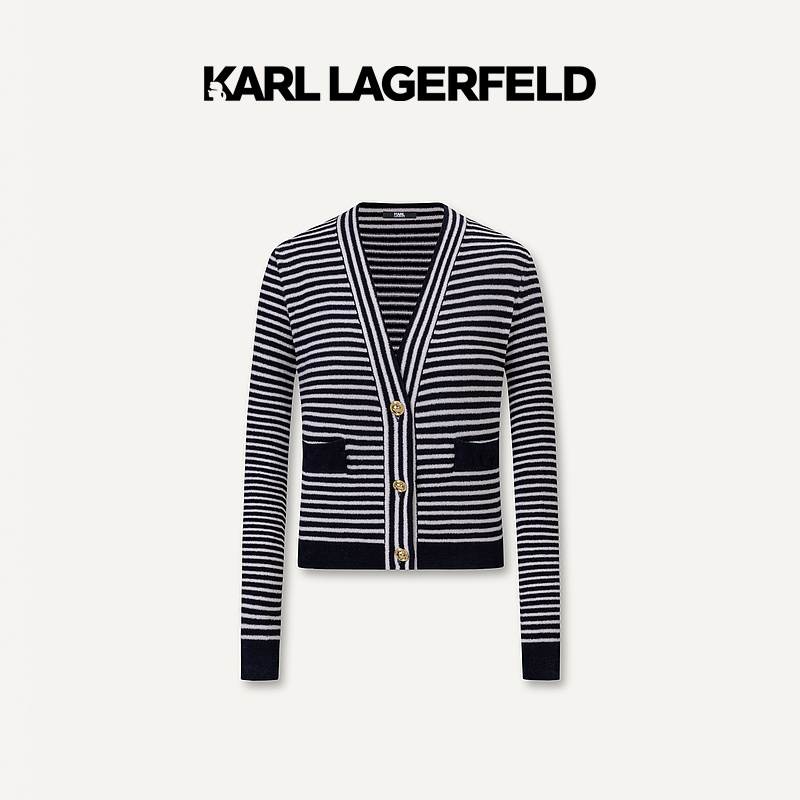 【丽公主专属】KARLLAGERFELD春撞色条纹提花针织开衫E41W2012
