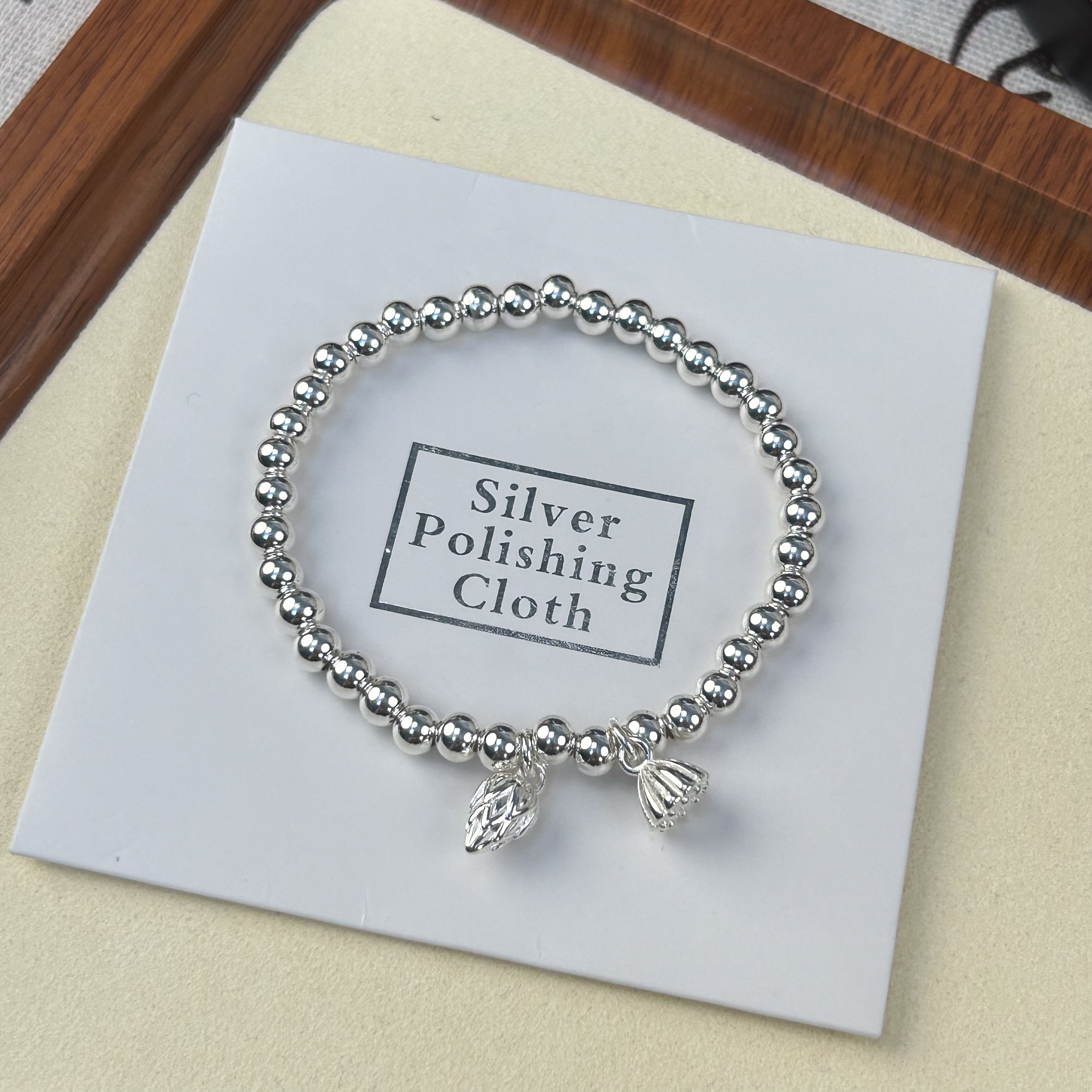 足银银制品 足银999.9珠珠两世欢手链女简约百搭手工光珠（609）