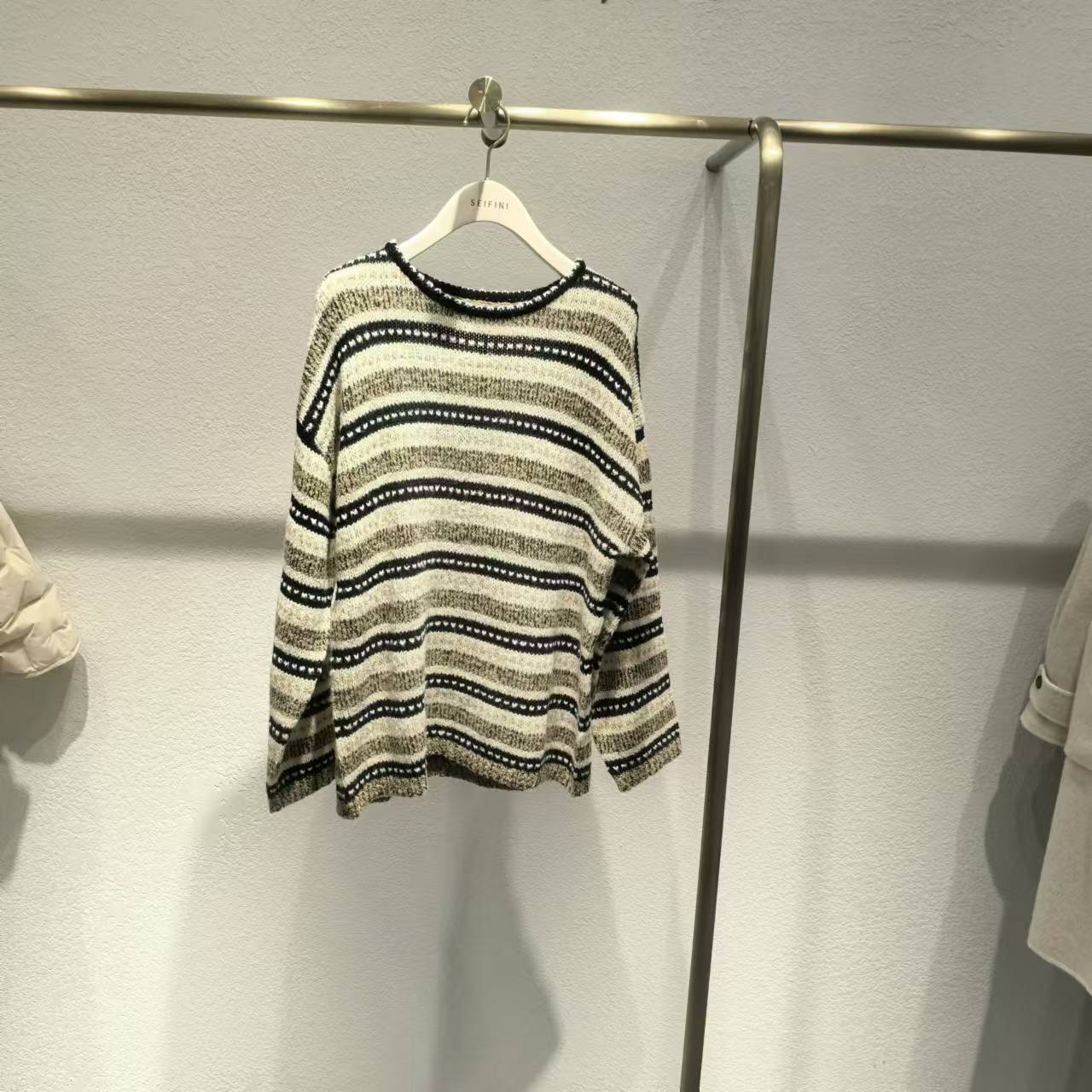 SEIFINI/诗凡黎诗凡黎2024冬条纹针织衫3FA433051