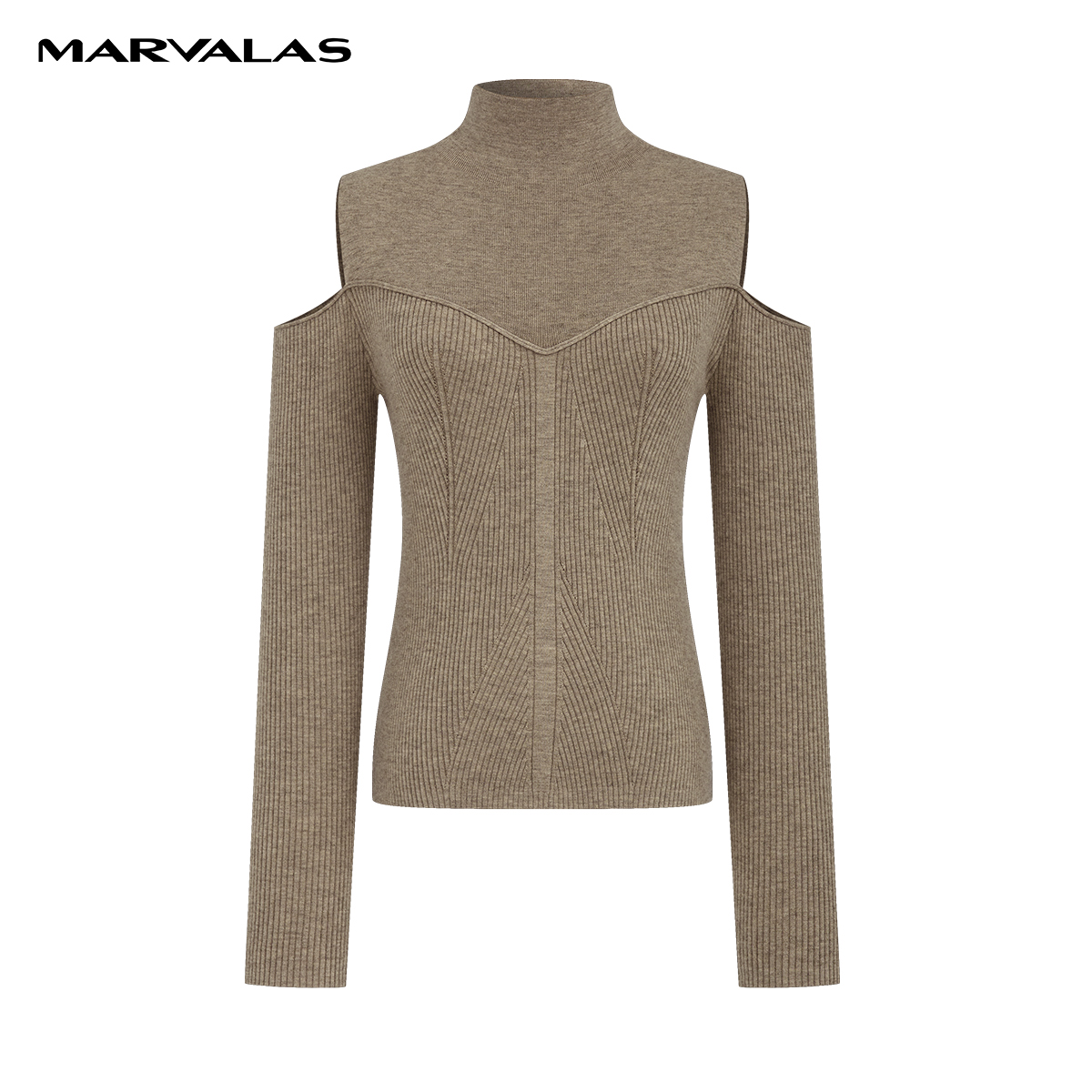 【诗语专属】曼德诗羊毛牦牛绒露肩针织衫2023冬打底衫M733306902