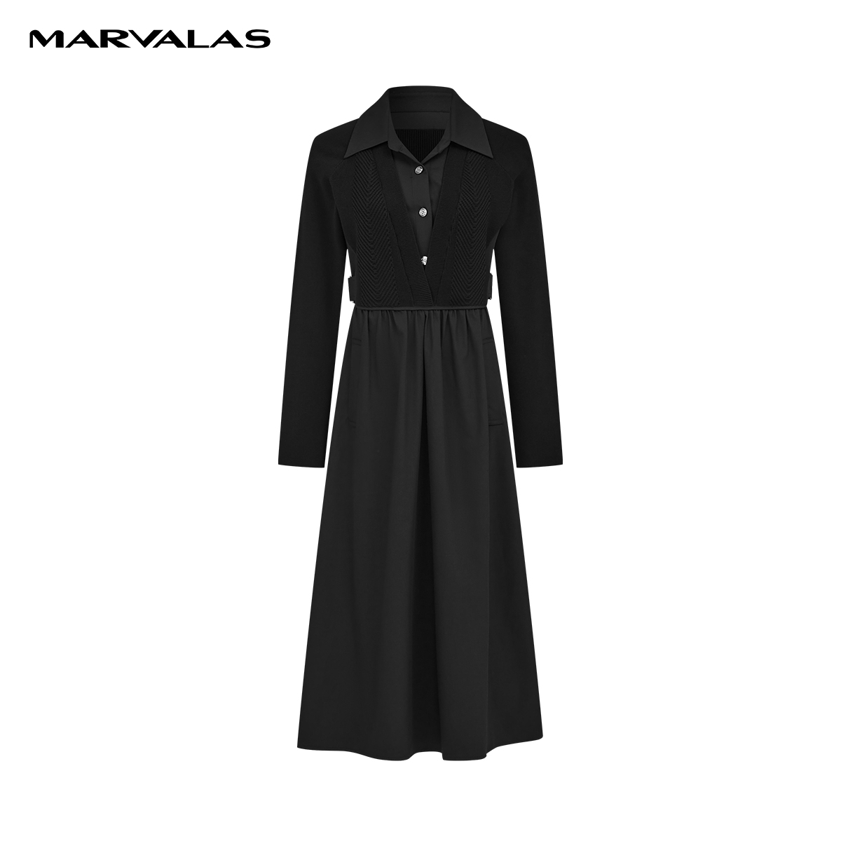 【粉丝专属】纯色收腰连衣裙夏褶皱泡泡袖衬衫中裙M534304937