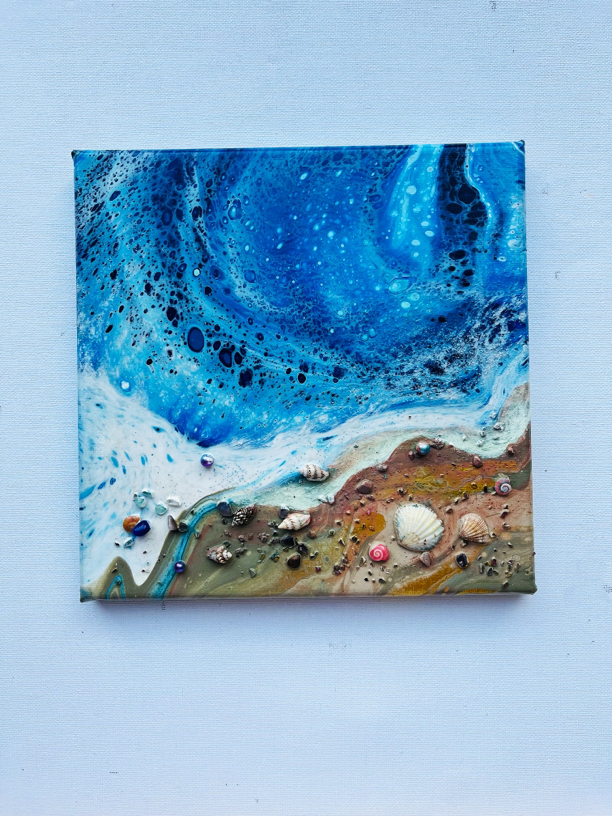 流体海滩 流体画 碧玺玛瑙石头画