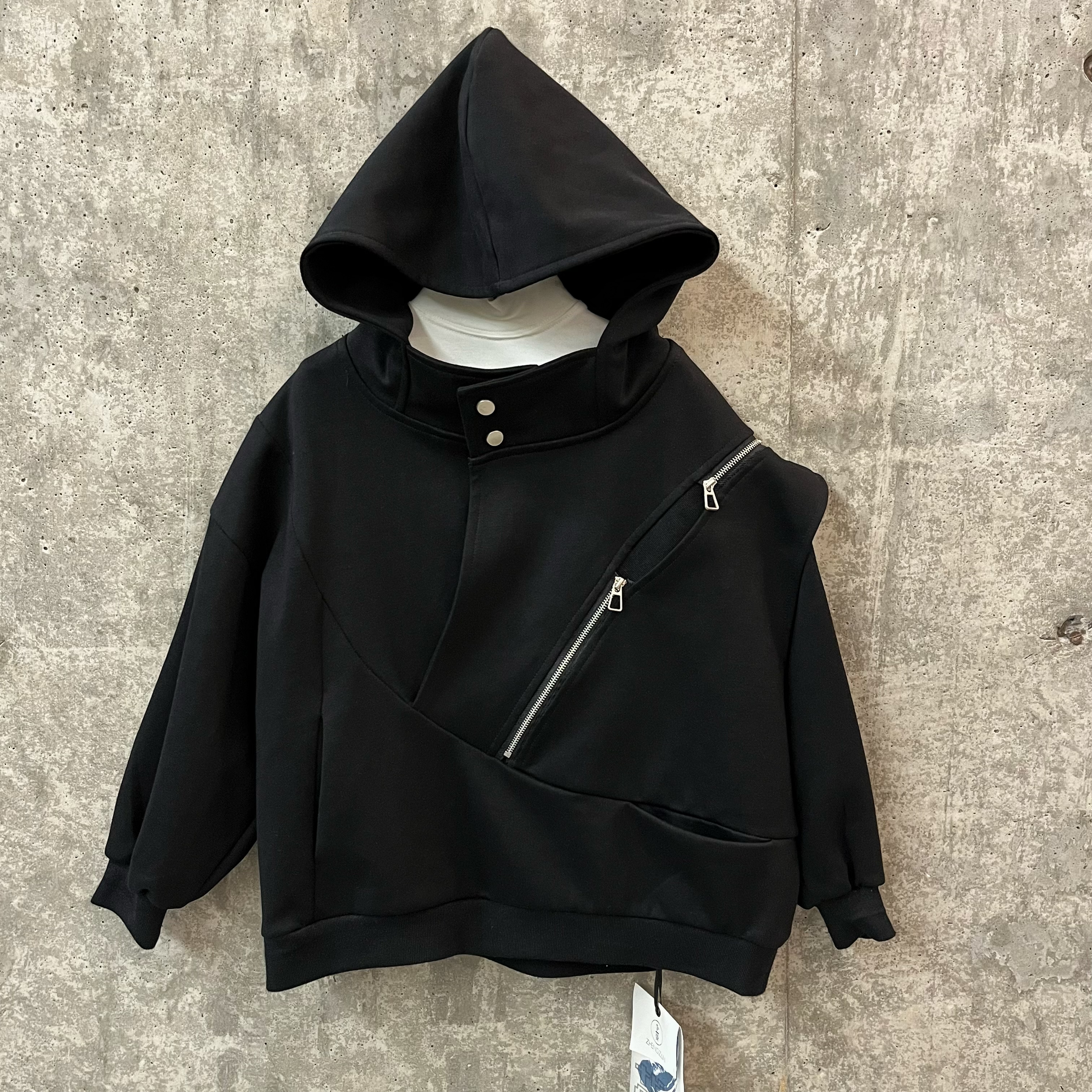 【现货】569 重工双拉链亲子儿童卫衣 时长袖黑色连帽宽松韩版春秋