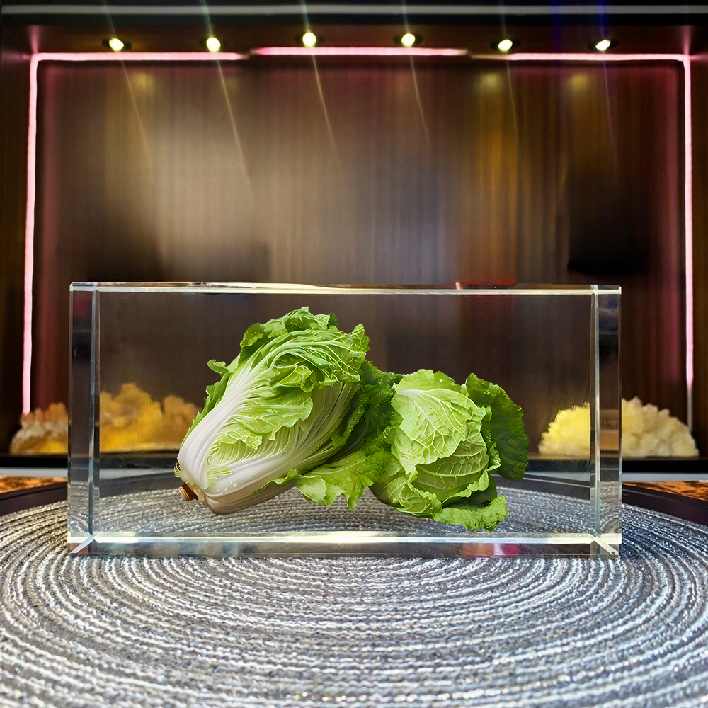 内雕白菜水晶摆件装饰品工艺品客厅玄关店铺办公室送礼送朋友礼物