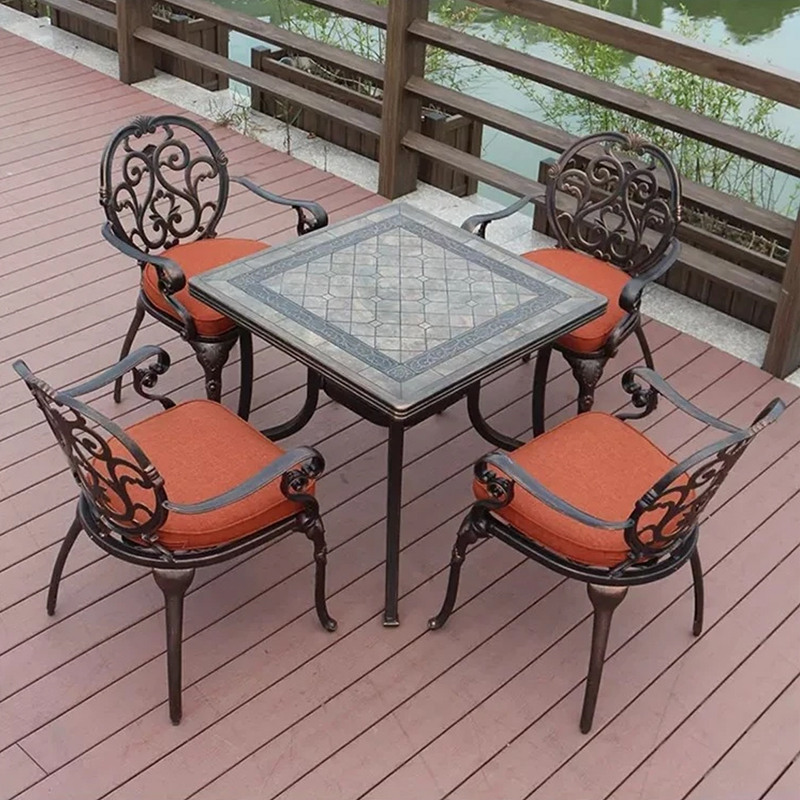 全每户外铸铝桌椅庭院家用阳台桌子钢化玻璃室外休闲防水别墅欧式
