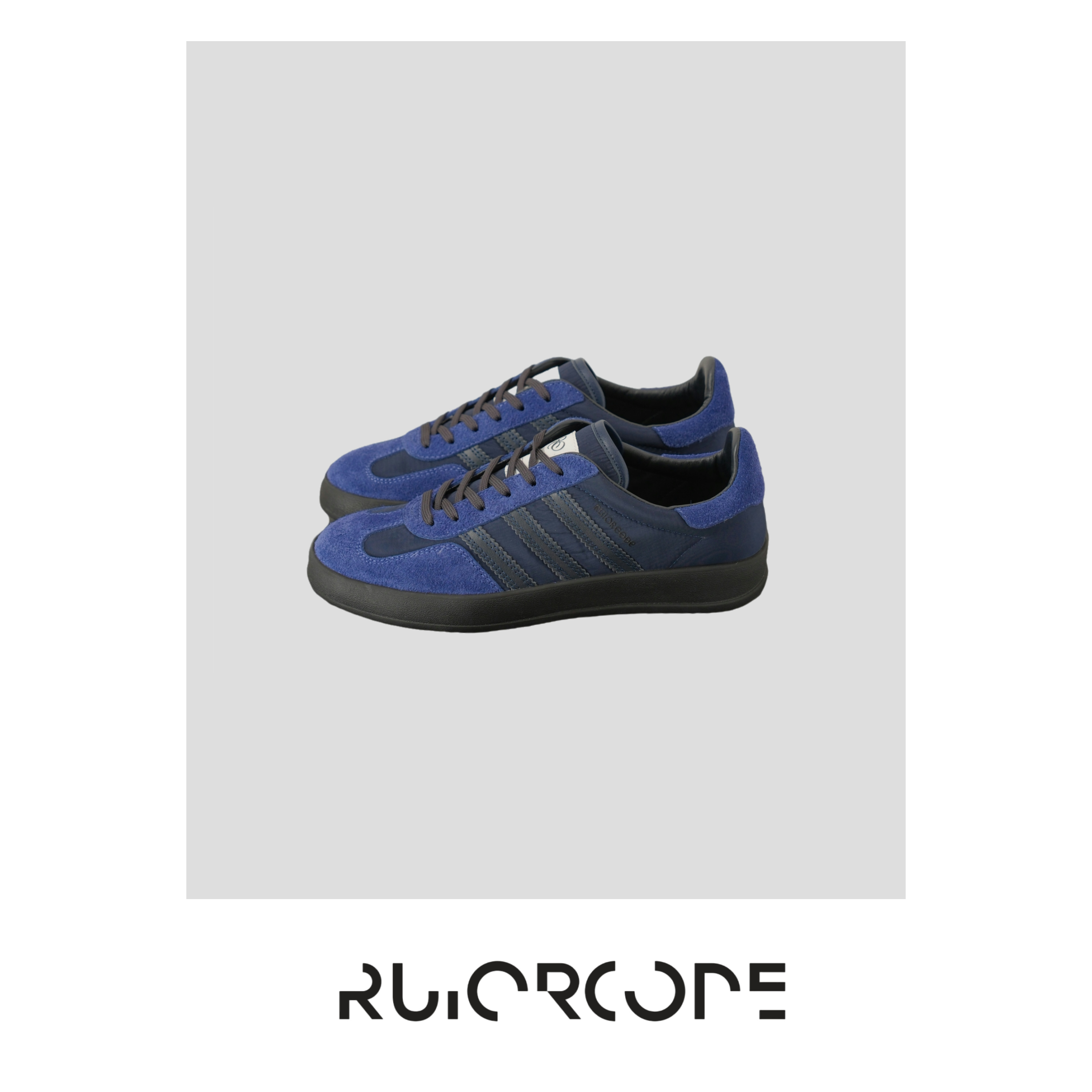 【RUIORCODE】 深蓝拼皮条纹舒适平底低帮休闲板鞋 理性消费