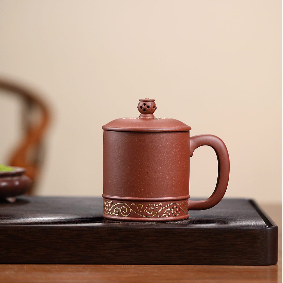 尾单雪涓宜兴原矿紫砂描金男士女士通用高档礼品