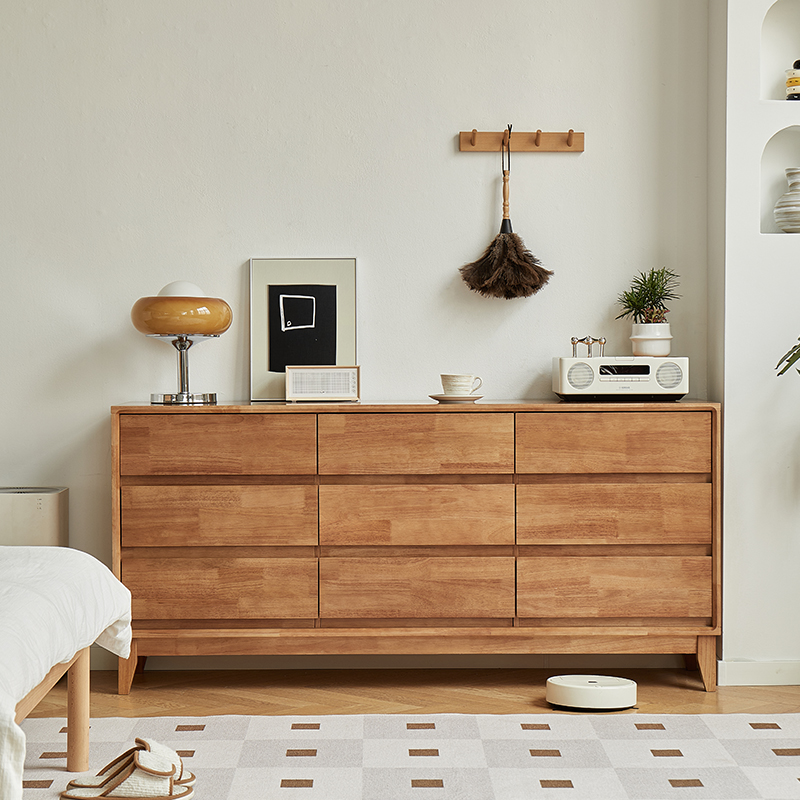 实木九斗柜六斗柜家用小户型客厅储物柜现代简约收纳柜樱桃色新款