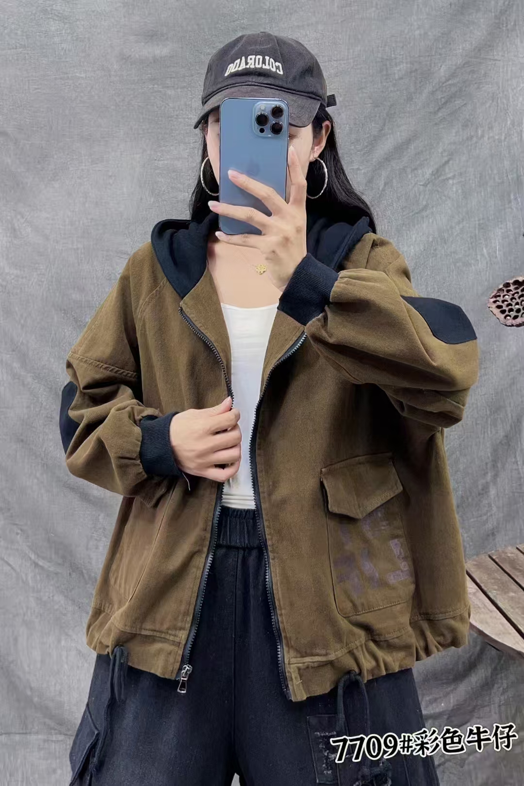 120-170斤    秋款时尚百搭显瘦宽松牛仔外套