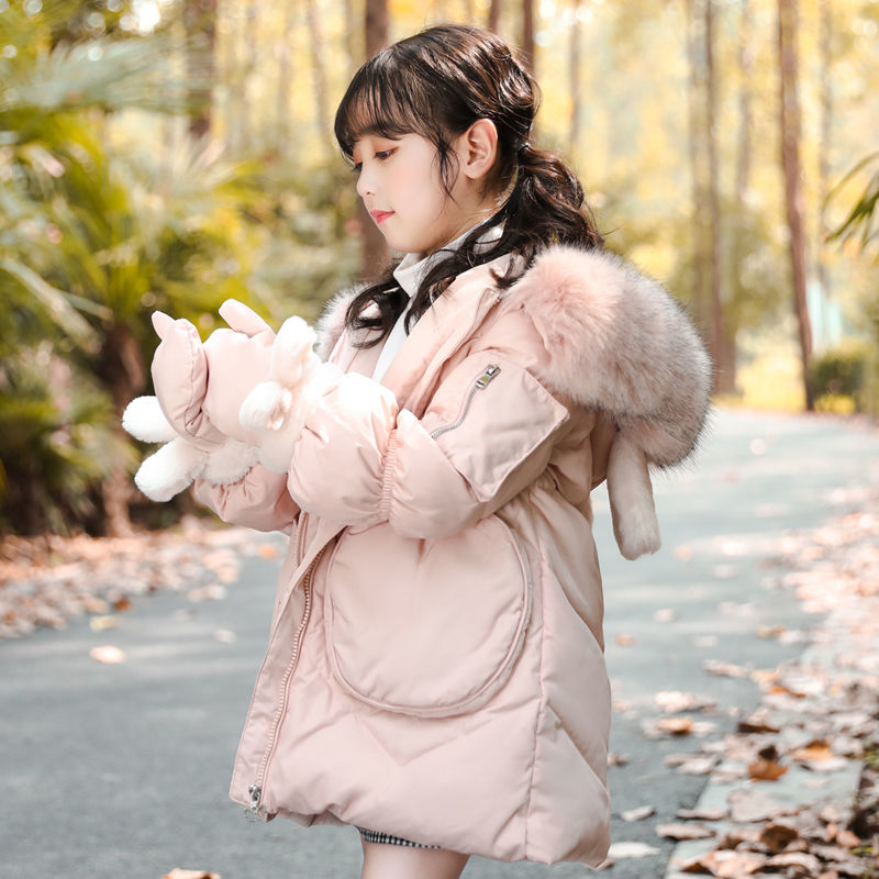 雪中飞女童休闲2023新款洋气冬季韩版羽绒服公主宝宝中大儿童长款