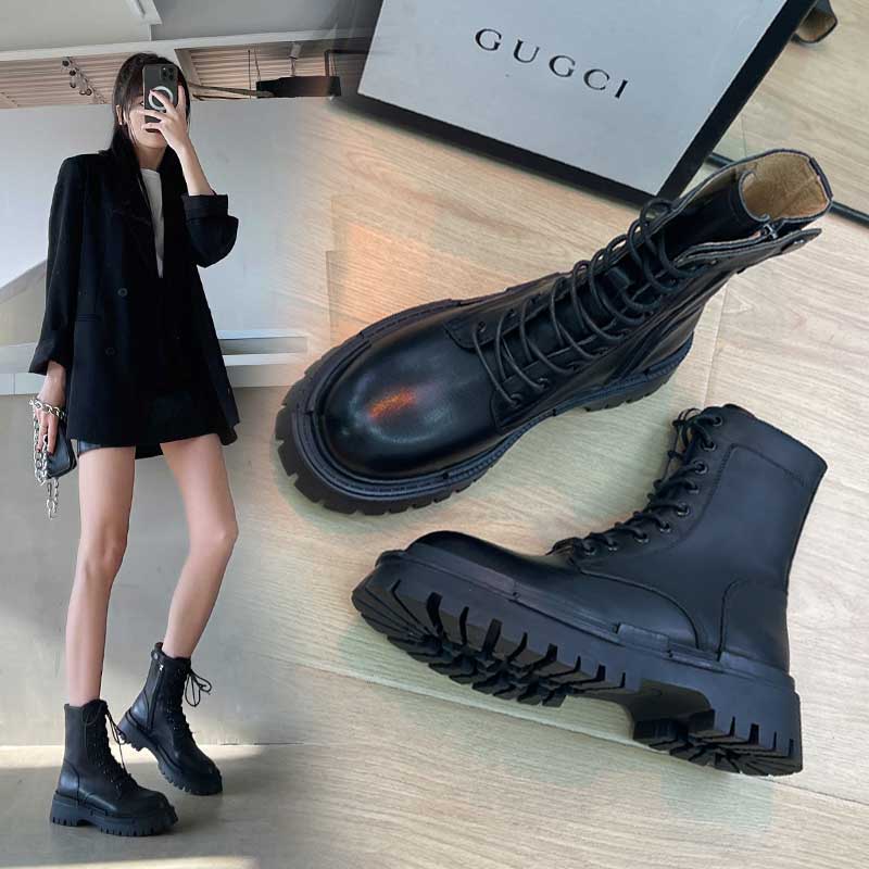 真皮马丁靴女2025年新款秋款厚底网红爆款显瘦百搭短靴牛皮靴子夏