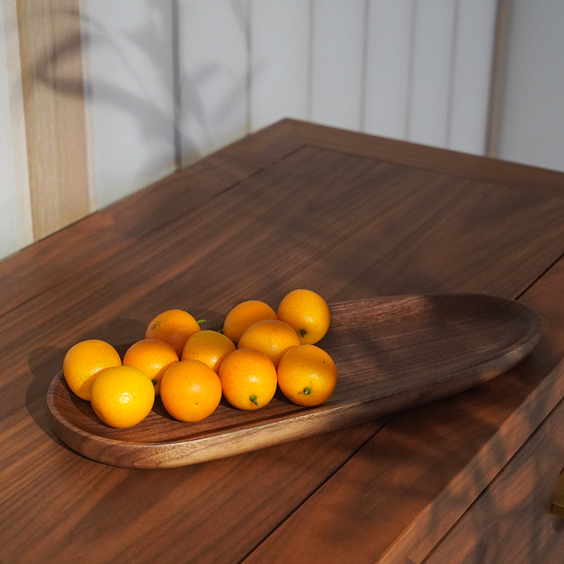 北美胡桃木整木直挖创意干果盘点心盘实木瓜子盘（花纹不挑随机发）