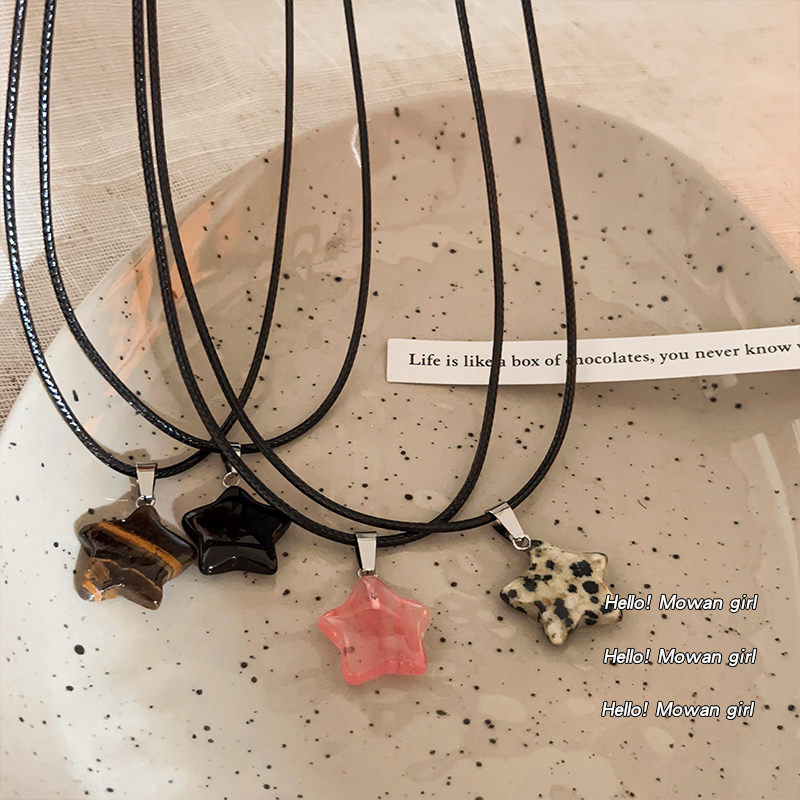 非金属吊坠 ins天然石星星吊坠项链小众高级感甜酷千禧辣妹锁骨链