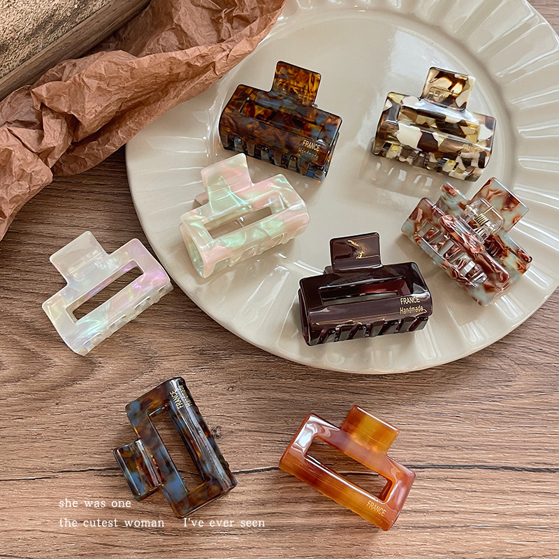 韩国ins优雅方形醋酸抓夹后脑勺盘发鲨鱼夹女头发夹子头饰发卡子