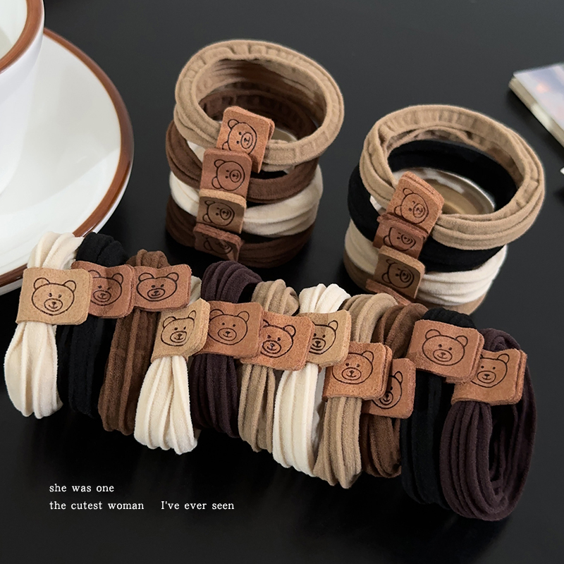 奶咖色系小熊头绳女高马尾发绳扎头发圈皮套高弹力耐用橡皮筋头饰