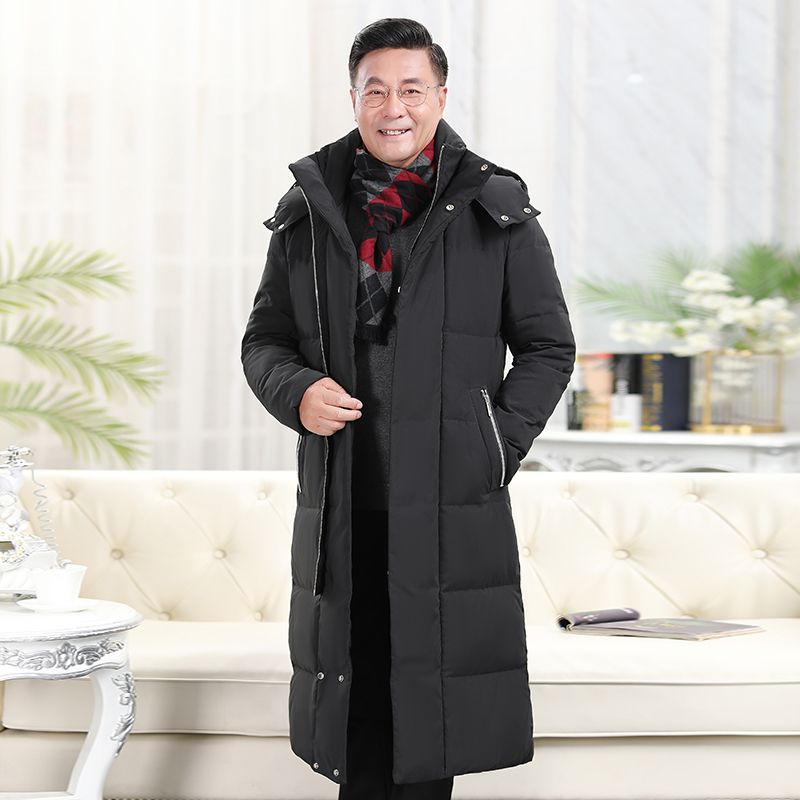 波司澄大衣外套男宽松大码大毛领冬季加厚爸爸装高档套中老年羽绒