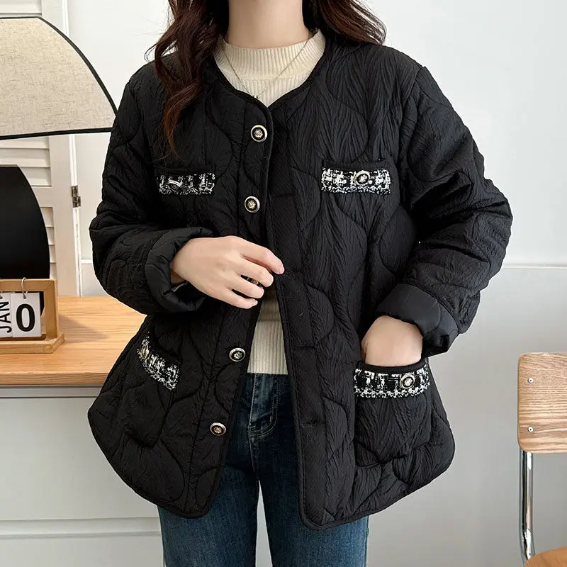 秋冬款小香风棉衣外套微胖女装韩版时尚百搭宽松遮肉轻薄型棉服