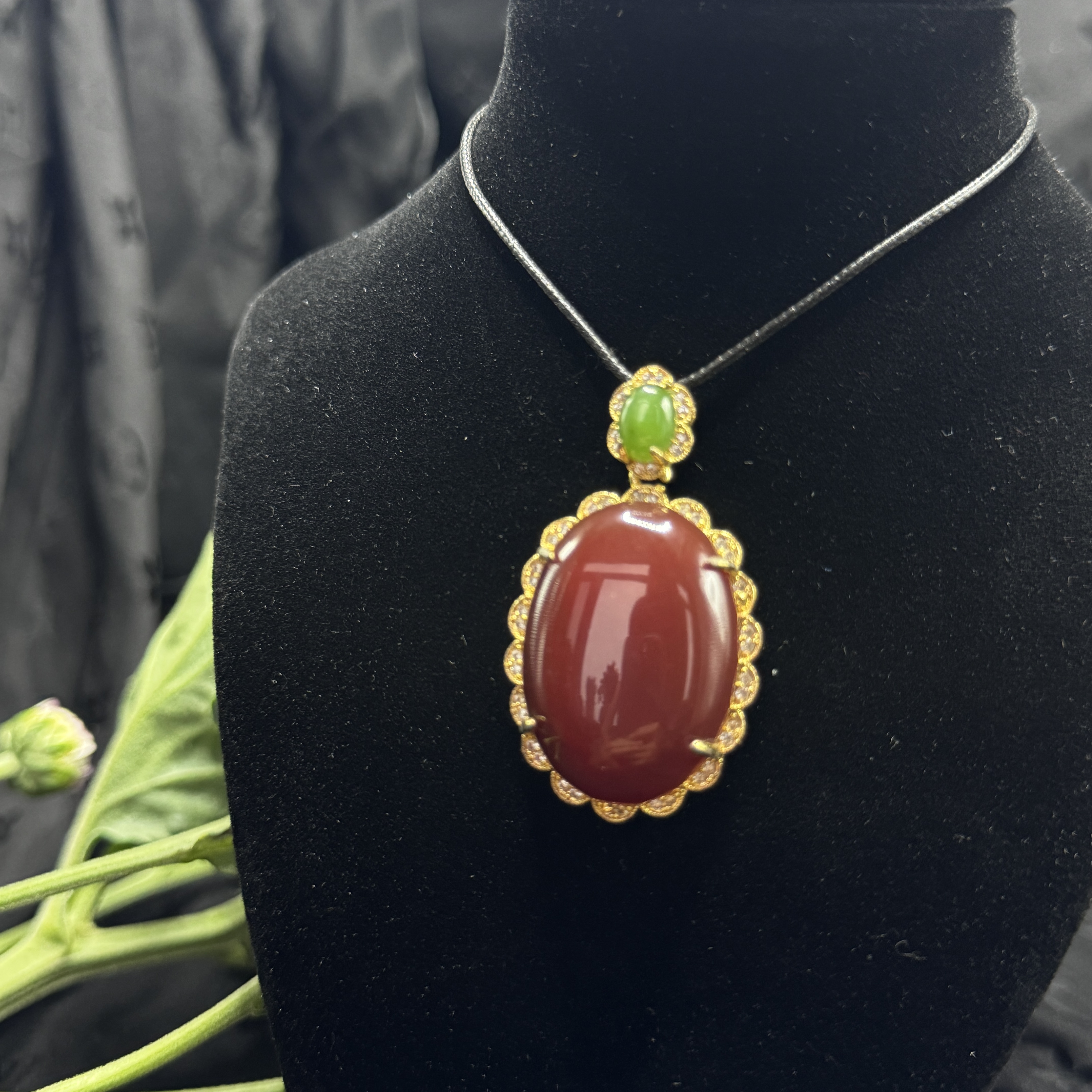 【玉合缘】天然南红玛瑙大蛋面吊坠 9255