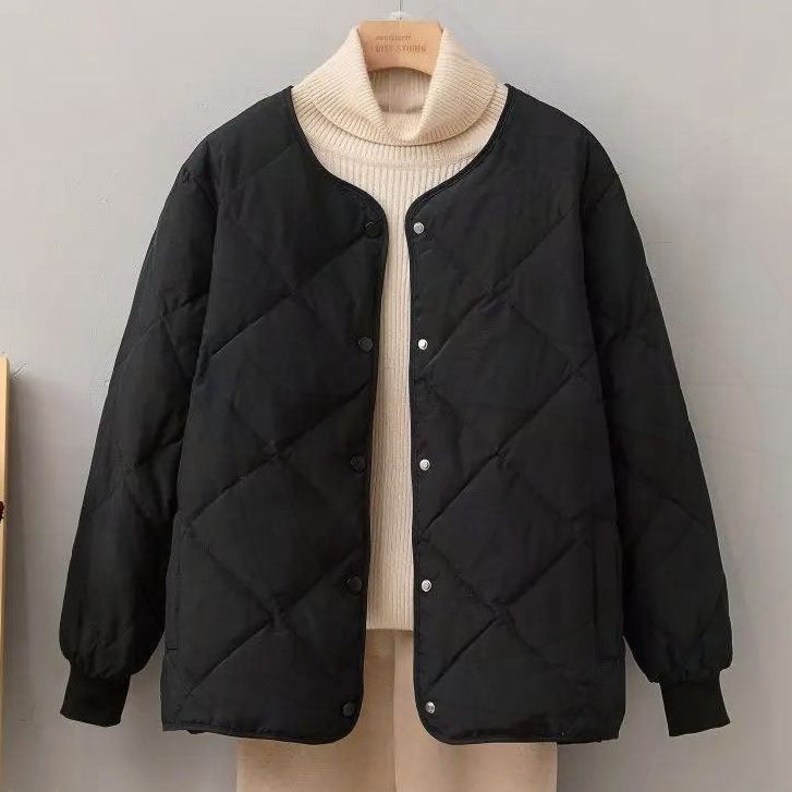 厚内胆新款羽绒棉服秋冬保暖时尚女短款羽绒衣冬季百搭菱格轻薄