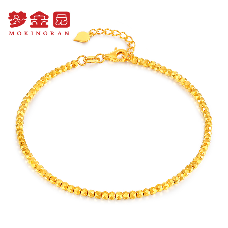 梦金园炫镜金5G足金蹦迪珠手链ZB