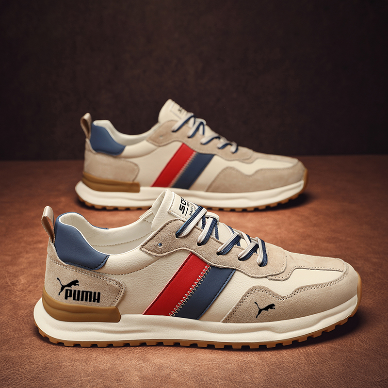 正品男鞋断码品牌运动鞋冬季皮面复古阿甘板鞋百搭男士跑步运动鞋