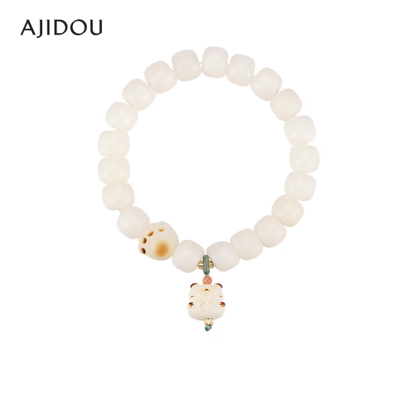 AJIDOU阿吉豆亿点福气系列简约串珠白玉菩提手串新中式国风串【CB】