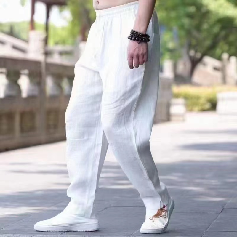 古麻中国风亚麻推荐-【现货 夏季上新男士亚麻休闲裤亚麻长裤