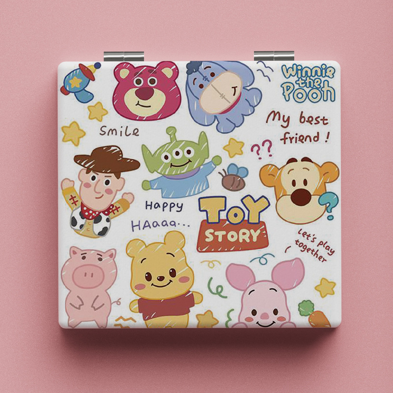 厂家直销 玩具总动员随身镜折叠化妆镜学生双面补妆镜宿舍梳妆镜