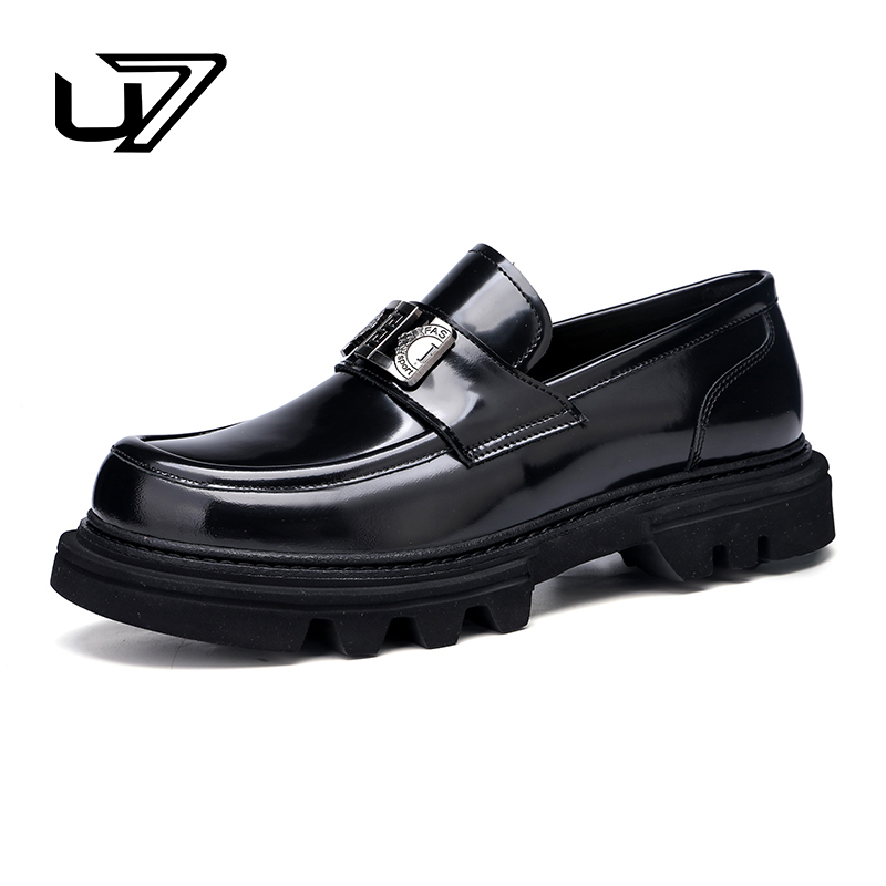 U7品牌男鞋真皮皮鞋2025高档一脚蹬男士百搭商务休闲皮鞋